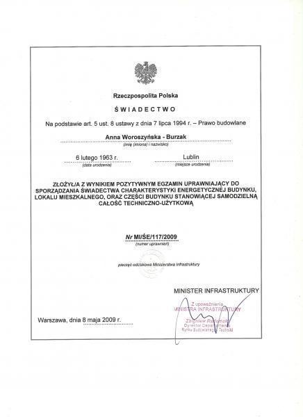 Świadectwo uprawniające do sporządzania świadectwa